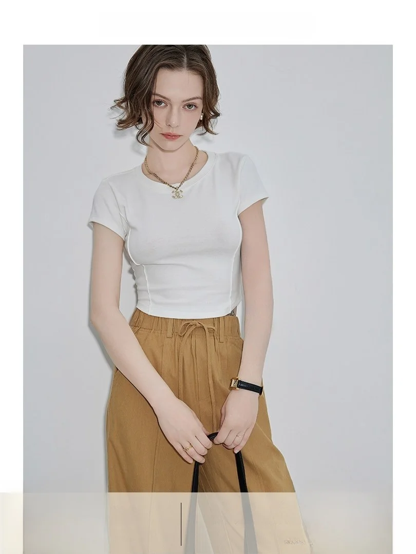 

RINA BERRY Women's Bla ort Sve T-irt Summer Slim Fit ort Sle round Ne Casual Top Korean Commute Sle Cotton B...