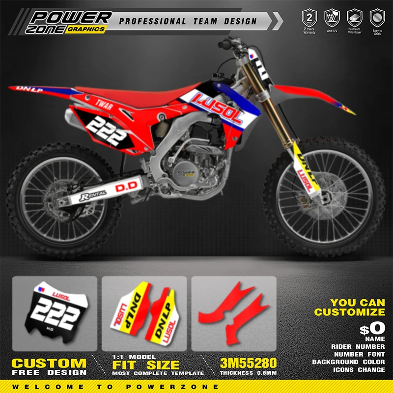 

PowerZone Full Graphics Background Decals Stickers Kit For HONDA 2014-2017 CRF250R 2013-2016 CRF450R Motorcycle Background 39