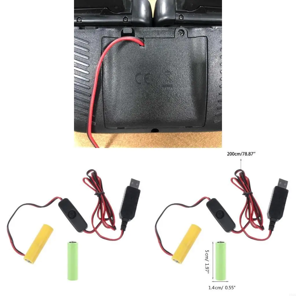 193A LR6 AA Battery Eliminators Cable 2m USB Power Supply Cable Replace 2pcs 1.5V AA Battery for Electric Toy Flashlight Clock