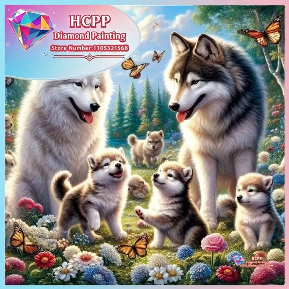 Wolf Tier Diamant Malerei Set Quadratische Runde Diamanten 5D DIY Mosaik Handgemachte Kunst Einzigartiges und Exquisites Geschenk Handwerk Heimdekoration