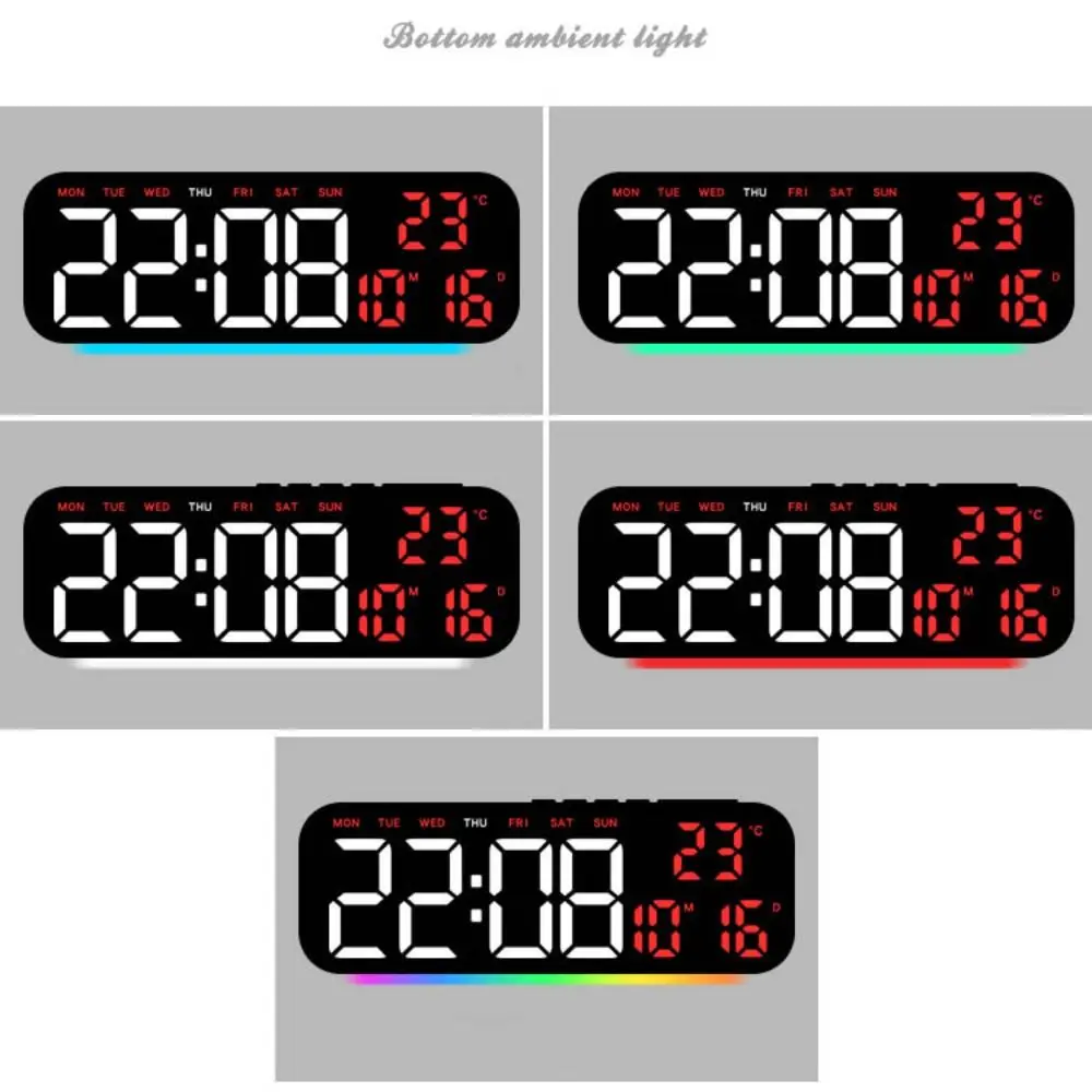 New Wall-mounted Electronic Wall Clock Multi-functional Temperature Digital LED Clocks DST Date Display Clock for Bedroom
