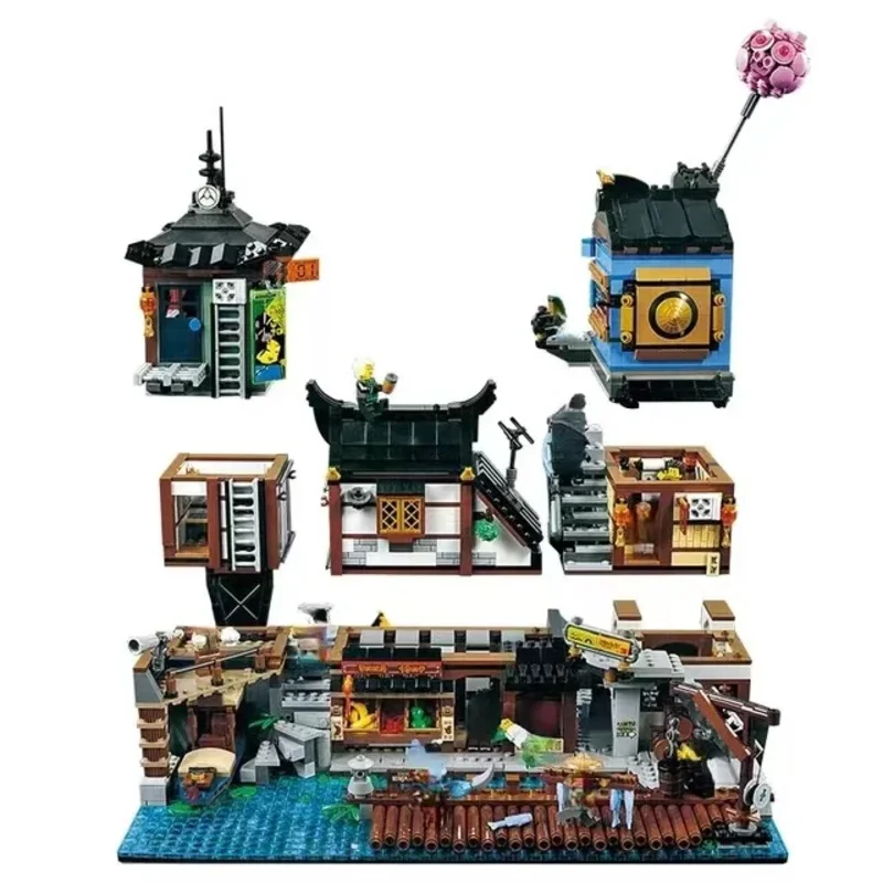 3553 -delige set Verjaardags- en kerstcadeauspeelgoed voor kinderen Stadsdokmodel Assemblagebouwsteenmodel Modulair educatief speelgoed