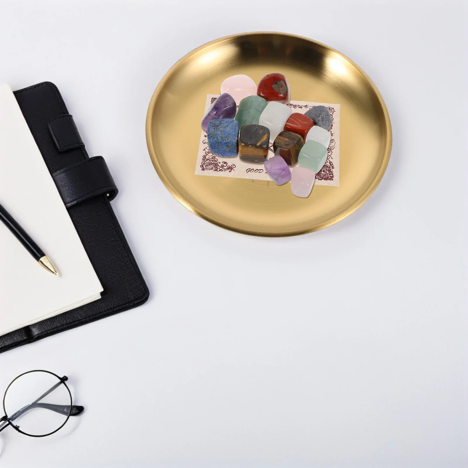 

Stainless Steel Flat Bowl Metal Jewelry Tray Pentagram Snack Plate Trinket Holder Tarot Decorative Storage Tray For