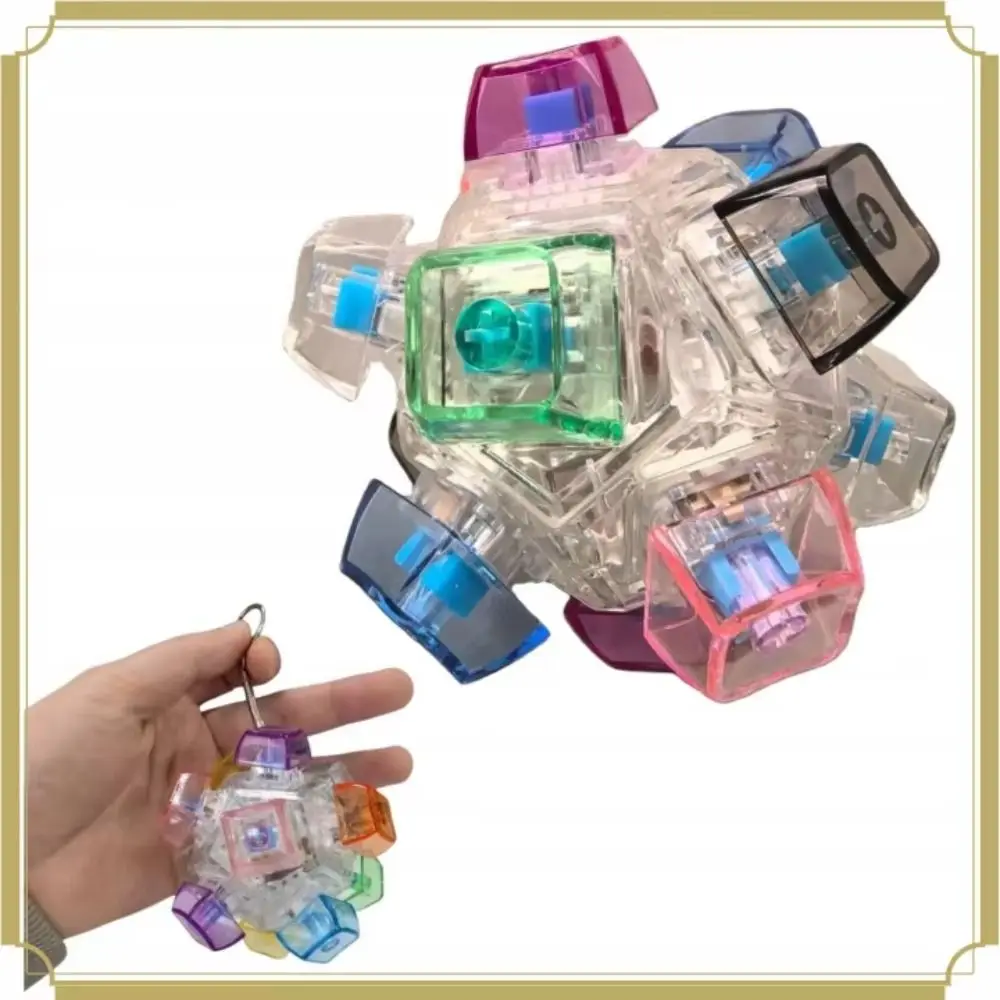 With LED Light Keyboard Ball Clickable Button 12 Key Fingertip Press Button Tester Spherical Shape Creative