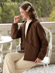 I BELIEVE YOU Parka in twill con cappuccio Cappotto spesso imbottito da donna Inverno 2023 Nuovo caldo allentato Vintage Qualità Lady Capispalla 2234185350