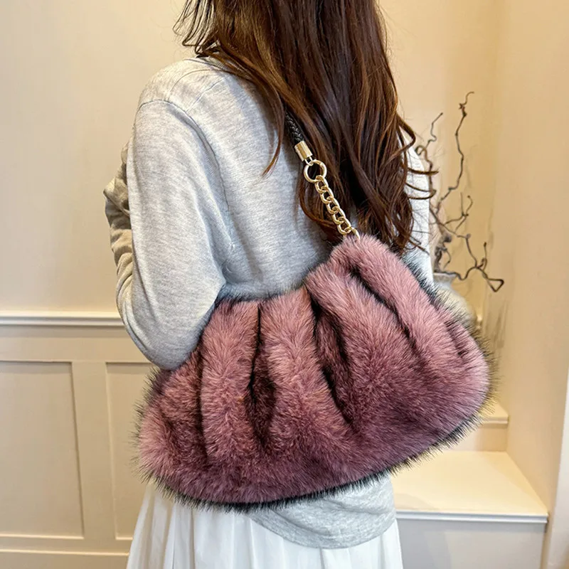 2026 Women Winter Bags New Fashion Shoulder Bag Ladies Fur Shoulder Handbags Female totes Purse Luxury Bag Designer Women Bags