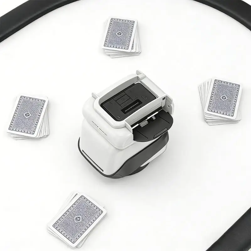  Automatic 4 Deck Card Shufflers Machine 360 Degree Rotation Rechargeable Plastic