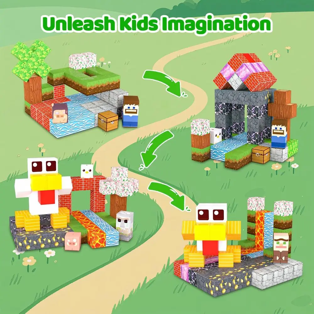 150-Piece Glow-in-the-Dark Magnetic Building Blocks for Kids, STEM Toys for Boys & Girls Age 3+, Perfect for Christmas or Birthd