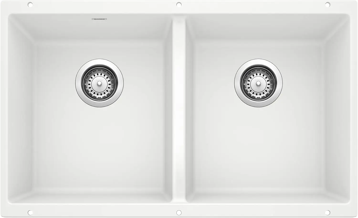 

516320 Equal White Precis Siranit 50/50 Double Bowl Undermount Kitchen Sink