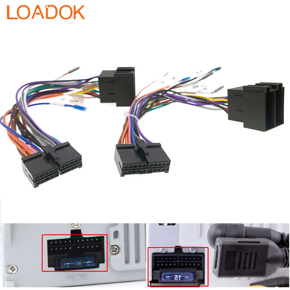 

20Pin To 16 Pin Car Radio Speakers Key Amp Control ISO Wiring Harness Connector Adapter Cable for DIN Screen VW Audi Opel