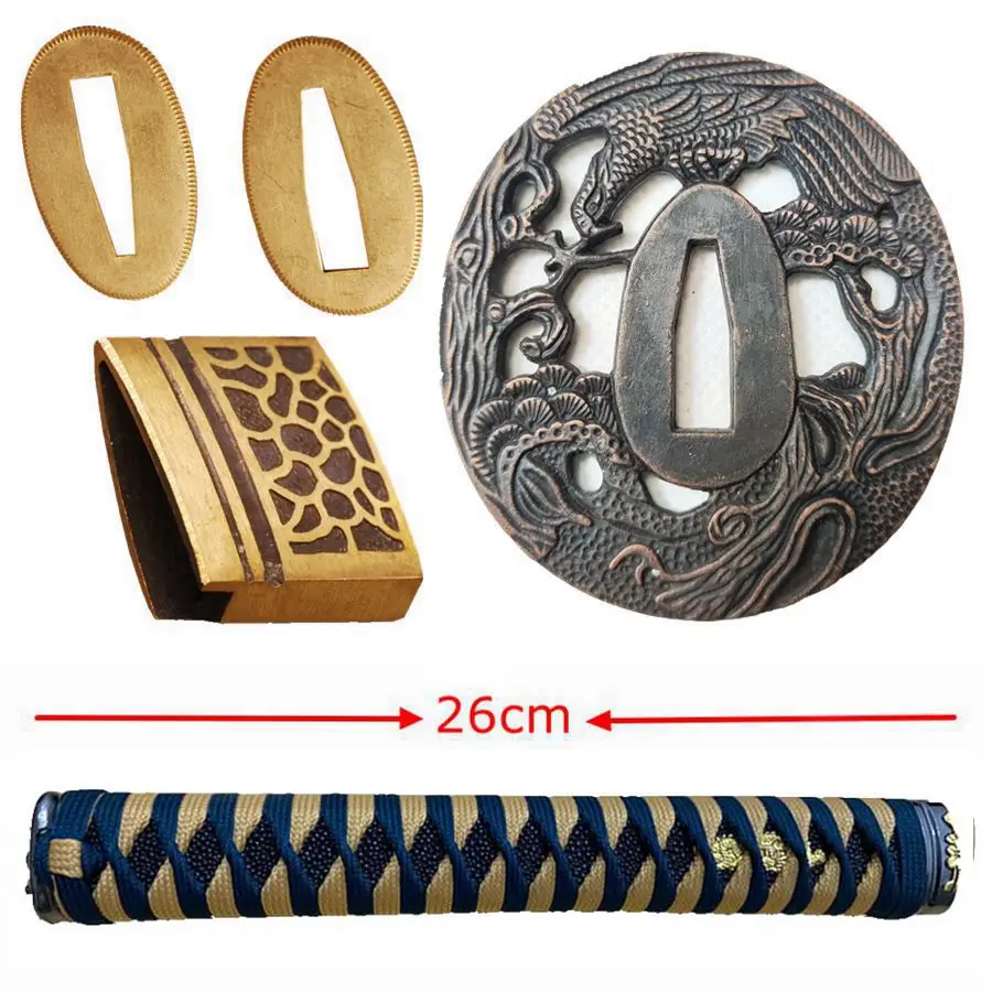 Beautiful Set Handle Fittings Tsuka Hawk Tsuba Menuki Fuchi Kashira Habaki Seppa For Japanese Sword Katana Wakizashi Tachi B-07