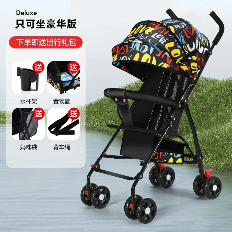Cochecito de bebé, carrito con sombrilla Simple plegable ligero, puede sentarse y acostarse, cochecito de viaje de verano para bebés y niños pequeños