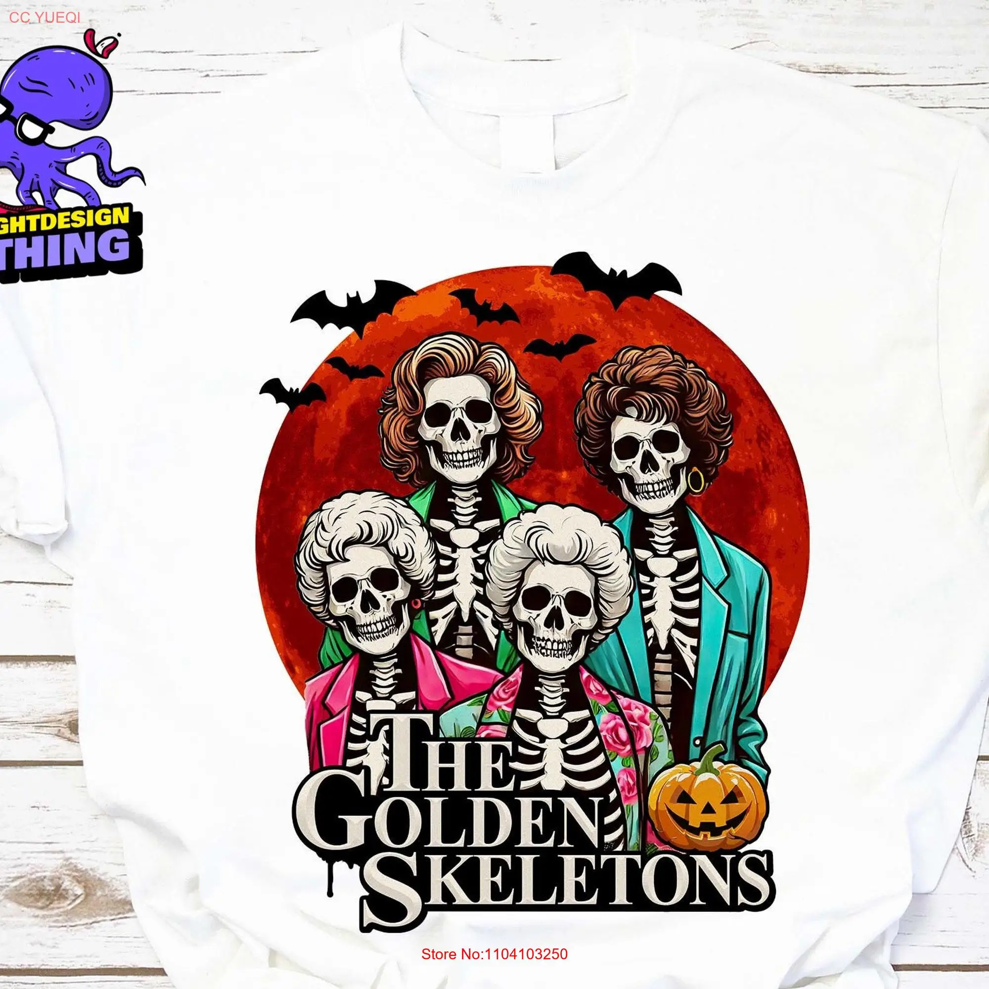 The Golden Skeletons T Shirt Horror Movie Pumpkin Spooky Mama Girls SweaT Halloween  long or short sleeves