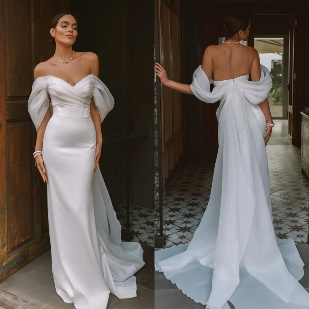 

Customized Mermaid Classic Satin Wedding Dresses Luxury Off-the-shoulder 2025 Bride Gowns for Women Modern Wedding Dresses