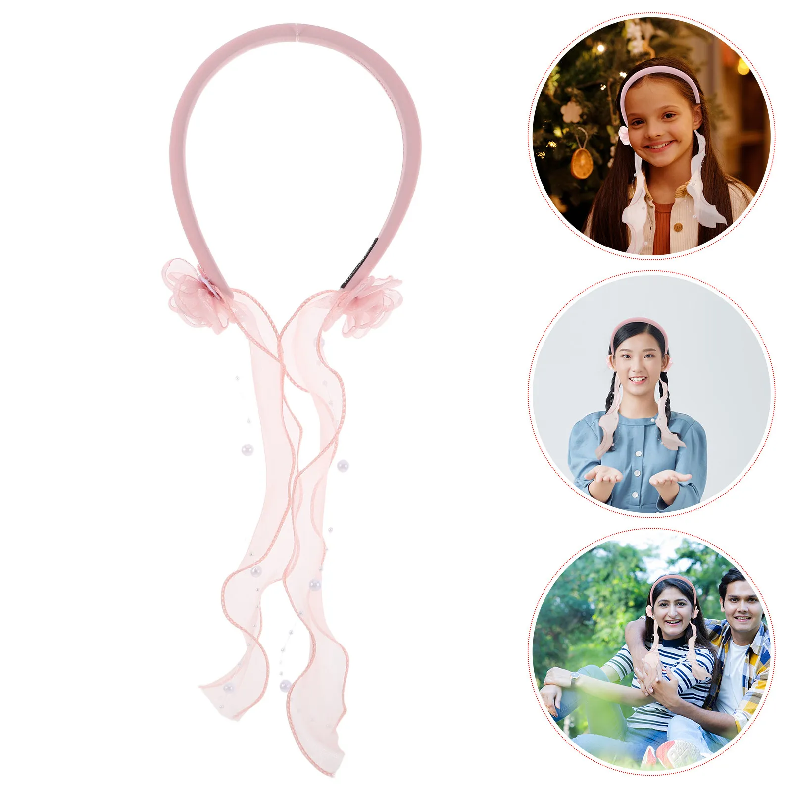 

Легкая сетчатая повязка на голову с цветами, романтическая лента-украшение для волос, весенние модные аксессуары для женщин и девушек