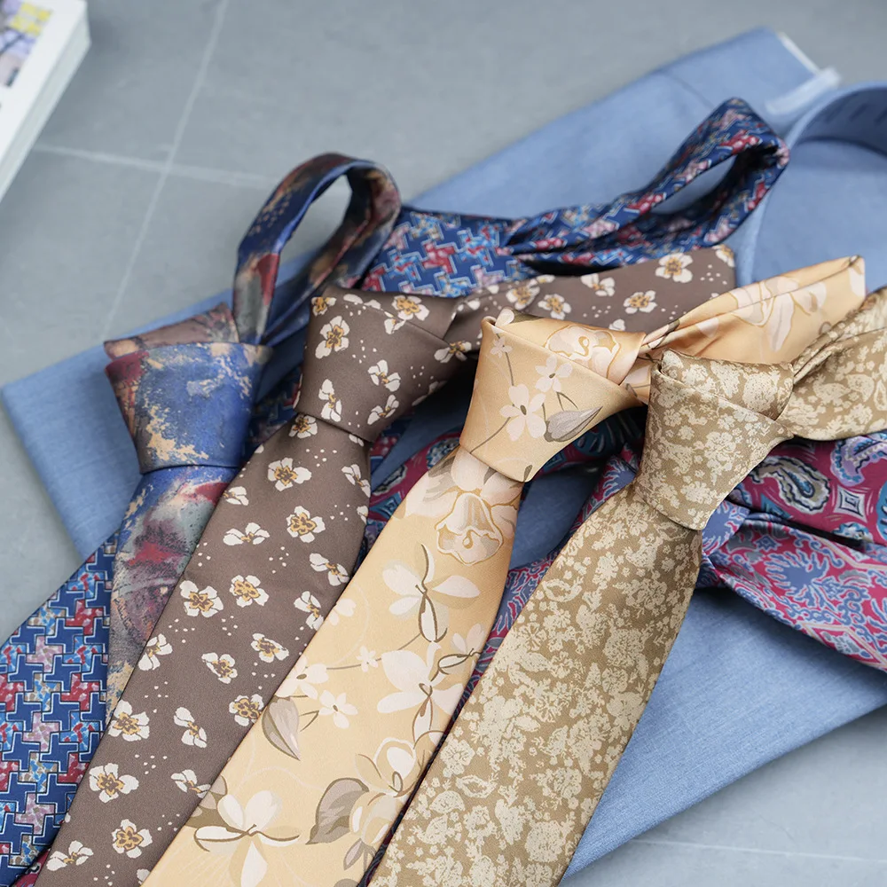 Floral New Trend Casual Print 7cm Hand Men Tie Vintage Pattern Necktie Group Party Office