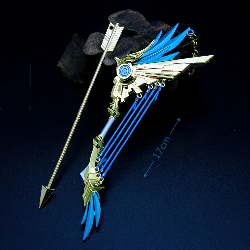 

Anime Genshin Impact Keychain Merch Bow and Arrow Alloy Weapons Metal Key Rings Game Peripheral Pendant Gifts Toy