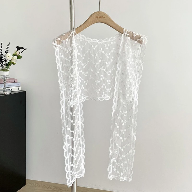 Lace Crochet Hollow Fake Collar Women Small Shawl Decorative Fake Collar Women Clothes Accessories Detachable Collar image 5
