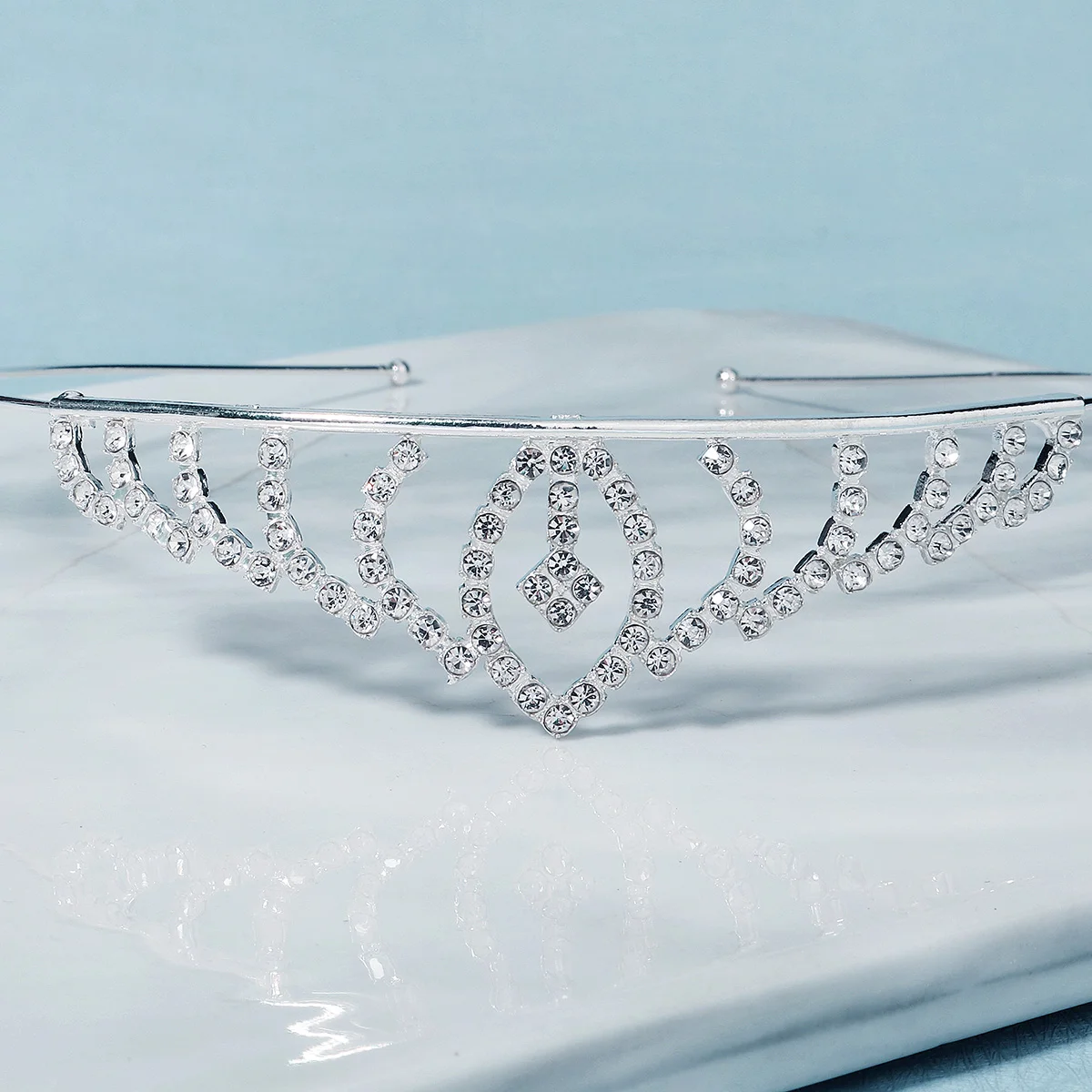 Silber Elegante Einfache Strass Kristall Krone Hochzeit Party Tiara Für Frauen Kleine Blume Mädchen Prinzessin Haar Bands Kopfschmuck – Detail 5