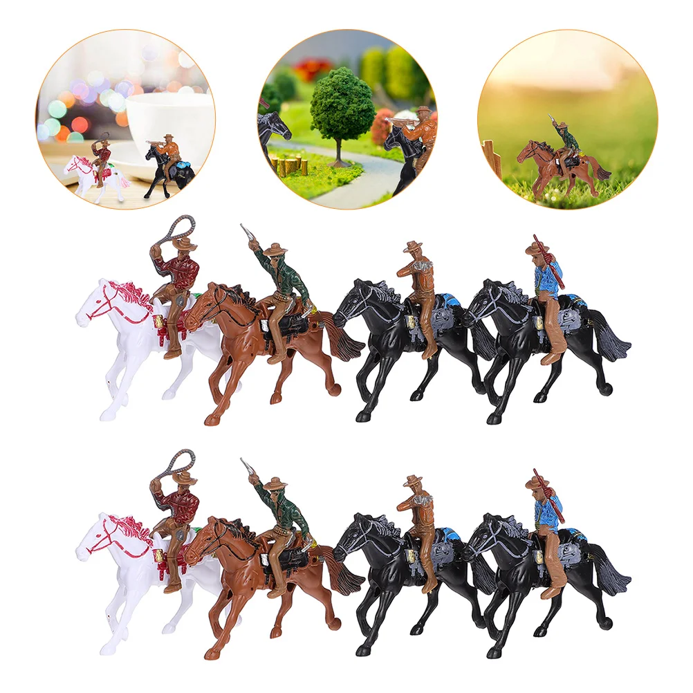 

8 Pcs Cowboy Painted People Models Sand Table Plastic Layout Decors Fake Human Micro Decorative