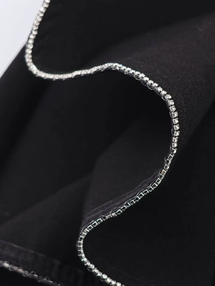 NLZGMSJ Vintage Casual Chic Damska Spódnica z Koralikami, Krótka Spódniczka na Zamek, Nowa Moda, Damska Krótka Spódniczka Mini z Falbankami