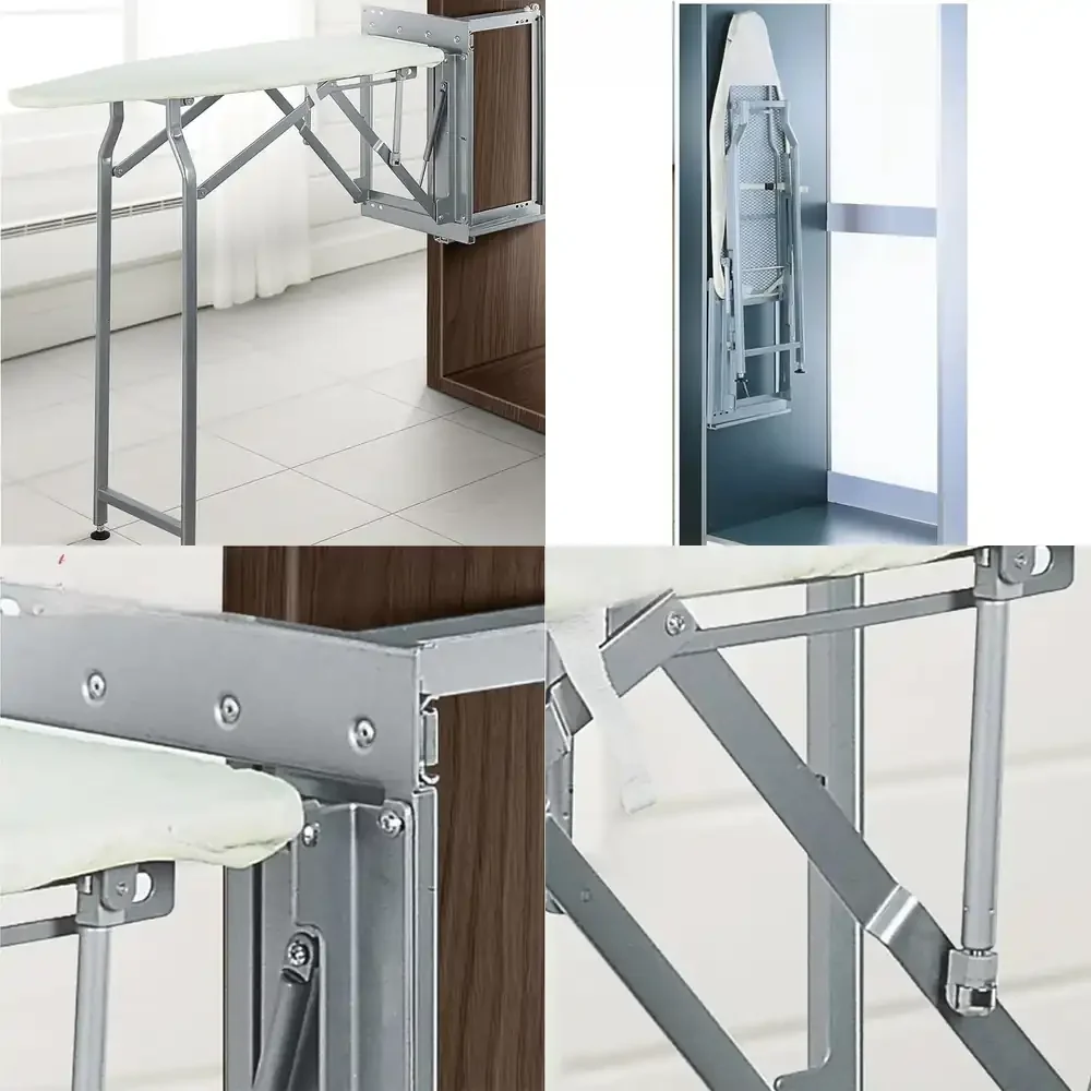WELLMAX Wall Mount Folding Ironing Board Push Pull Out Sliding Cabinet Built-In Ironing Board