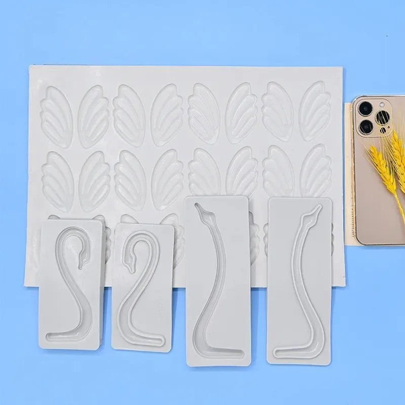 2026 new premium swan neck silicone mold sugar chocolate swan wing cake decoration mold