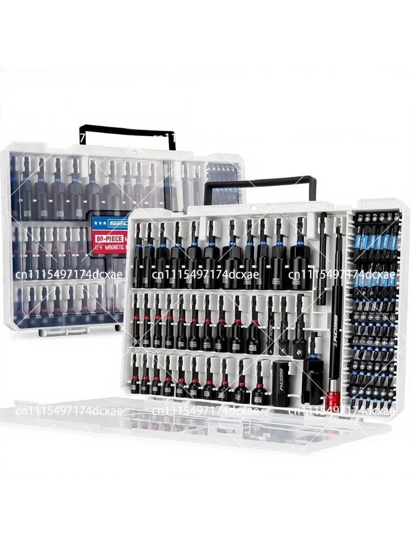 80-Piece Magnetic Impact Nut Driver Set Metric SAE Socket Adapters Bit Holder Wing Nut Driver Power Bits