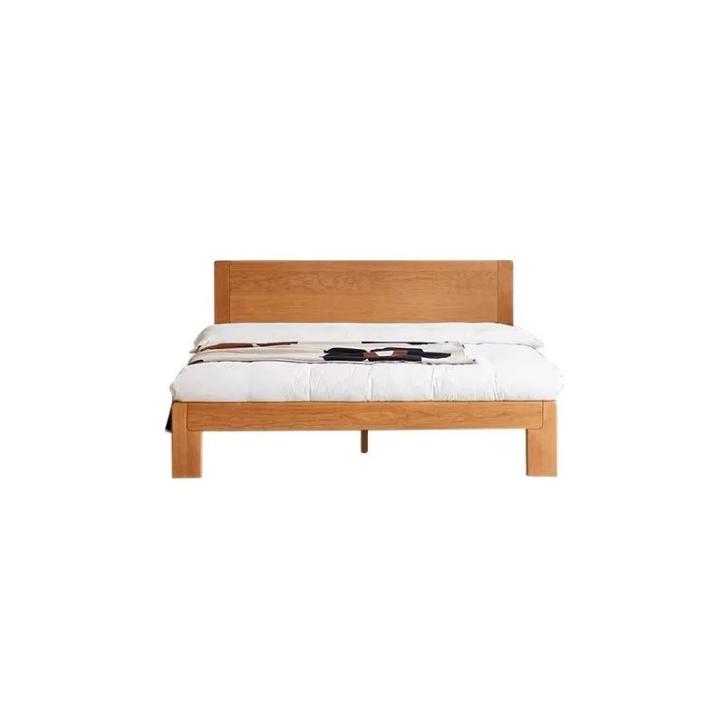 

Cherry wood bed Nordic Japanese 1.5m single bed 1.8m small apartment master bedroom solid wood double bed