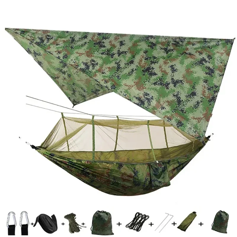 

Portable Outdoor Garden Tourist Hammock Tent Travel Camping Hanging Mosquito Net Hammocks Swing And Rain Fly Tarp Awnings Canopy