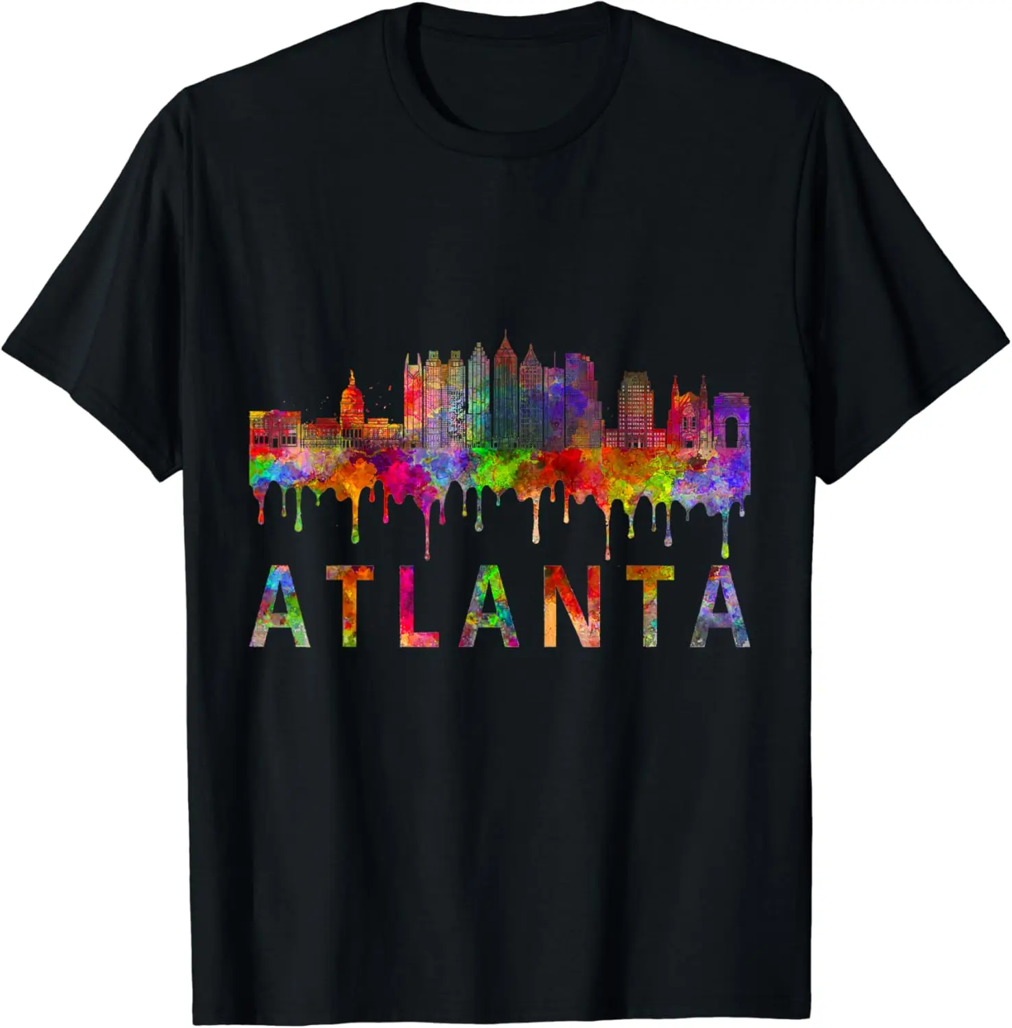 

Atlanta Rainbow Splatter Skyline Artwork Colorful Skyline T-Shirt