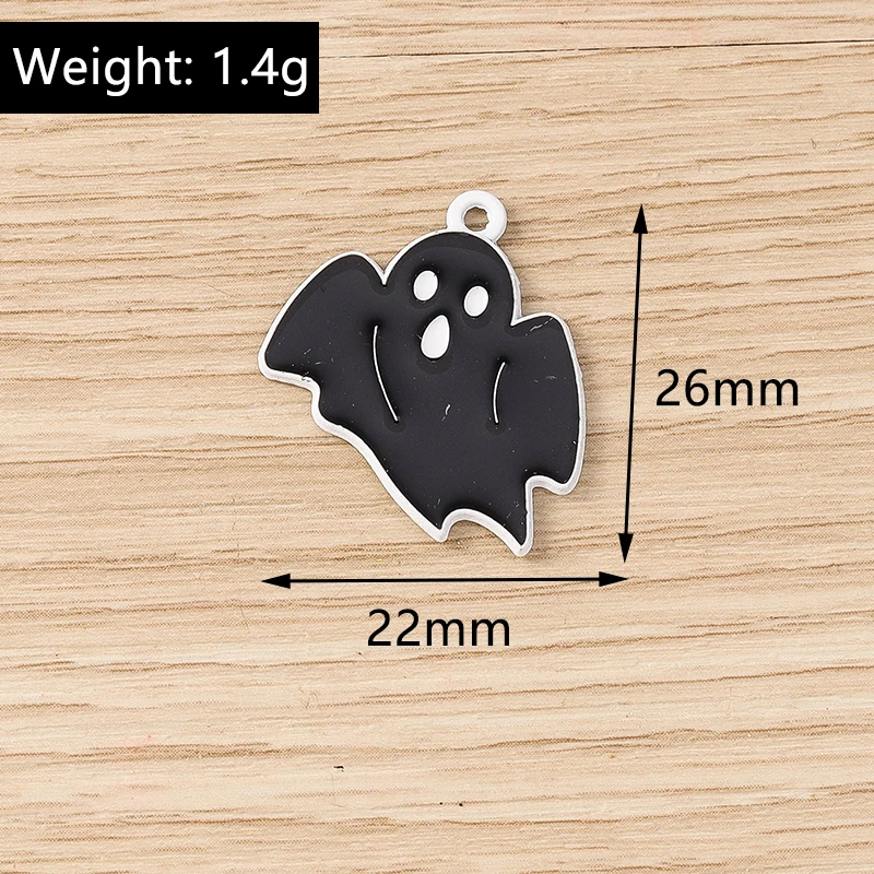 10 Stück 22 x 26 mm Cartoon-Emaille-Halloween-Geist-Charms-Anhänger für die Herstellung von Ohrringen, Halsketten, Armbändern, DIY-Handwerk, Schmuckzubehör – Detail 1