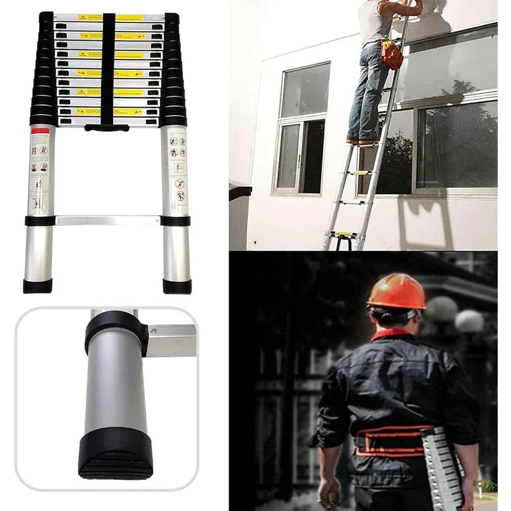 Aluminum Telescoping Ladder - 16FT Extension Ladder with Locking Mechanism, 330 Pound Capacity