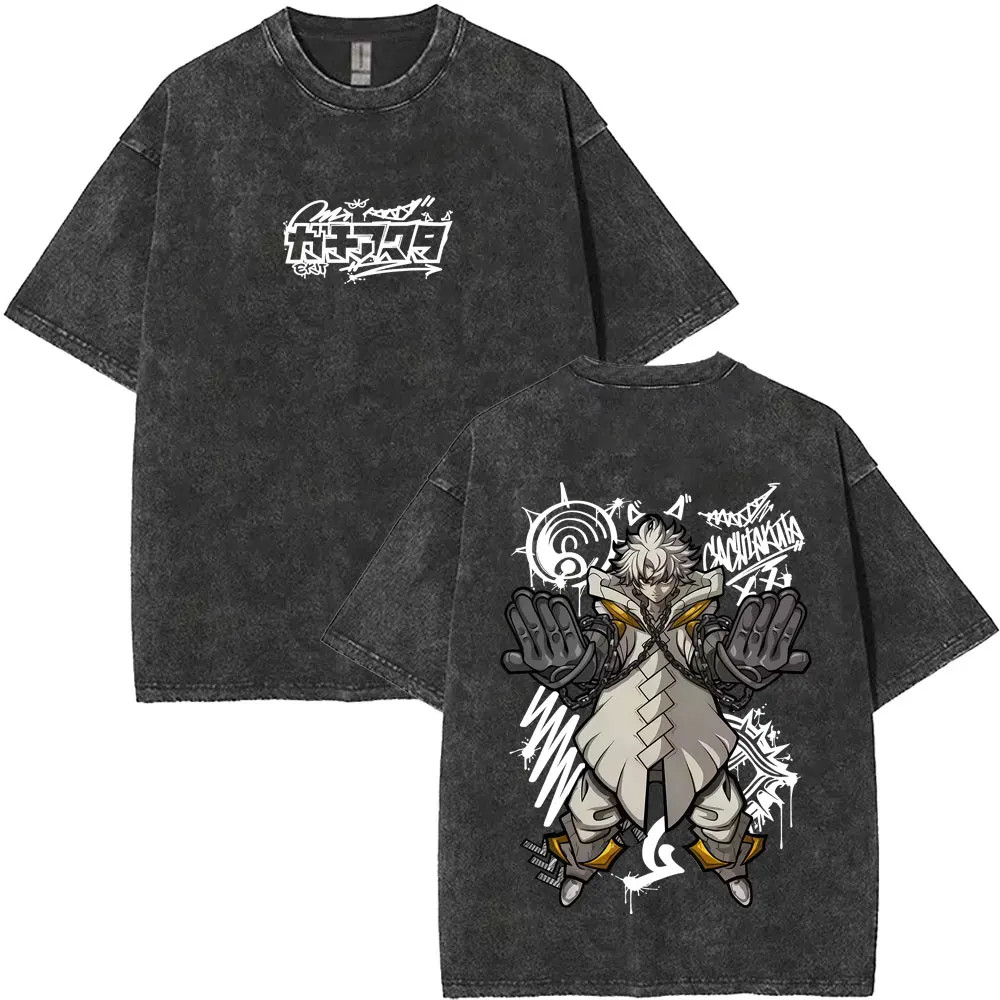 

Washed Vintage Anime Gachiakuta Rudo Merch T-shirt Men Women Casual Oversized Cotton T Shirt Male Retro Cartoon Manga Streetwear