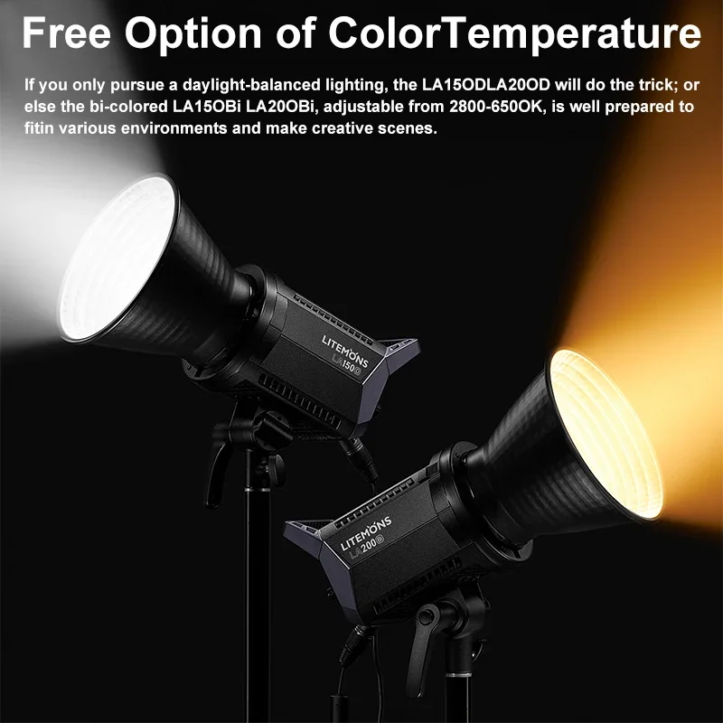 Godox LA150Bi LA150D LA200Bi LA200D LED 조명 보웬스 마운트, APP 제어, 2800K-6500K CRI 96 + TLCI 97 + 사진 조명