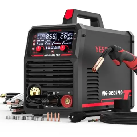 MIG-205DS PRO MIG Welder 200Amp 110/220V Dual Voltage MIG Welding Machine 5 in 1 Gas MIG/Flux Core MIG/Spool Gun MIG/