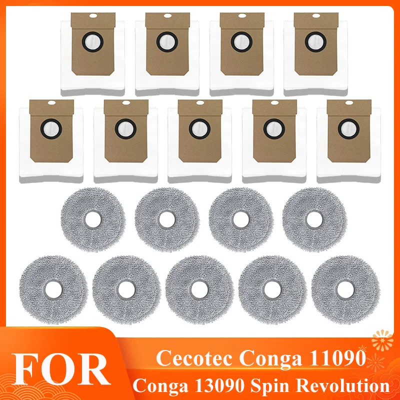 لـ ( Cecotec Conga 11090 / Conga 13090 Spin Revolution) أجزاء المكنسة تزيل 99% من ملحقات كيس الغبار القماشي الممسحة البكتيريا