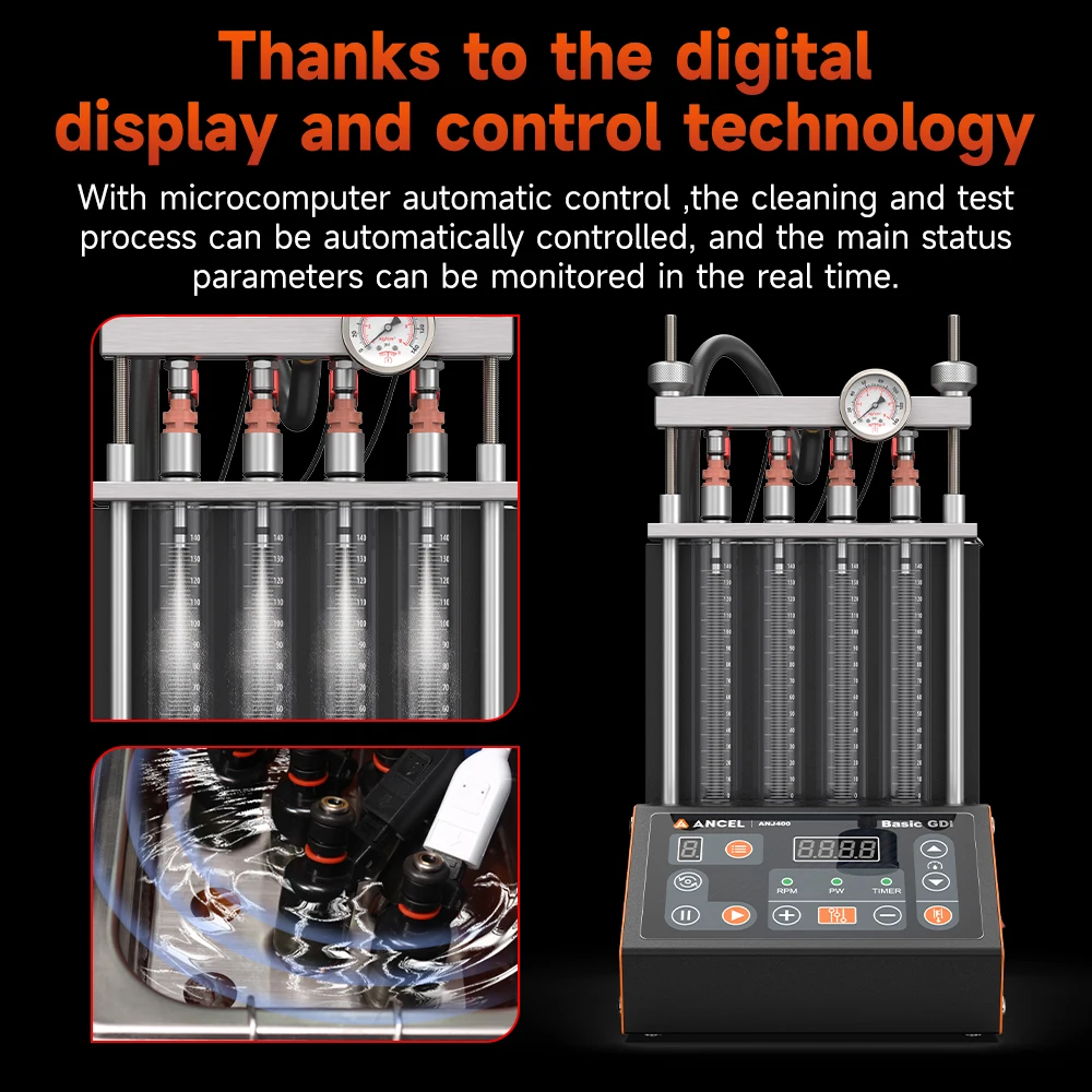 ANCEL ANJ400 GDI Fuel Injector Tester for Car Mortocycle Injector Cleaner Ultrasonic Cleaning Leack Test Diagnostic Tool