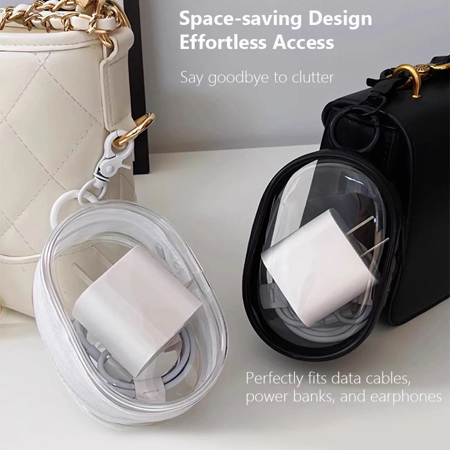 Kompakter Transparenter Reise-Kabelorganizer Aufbewahrungstasche für Elektronikzubehör, Powerbanks, Ladegeräte, Kopfhörer – Detail 4