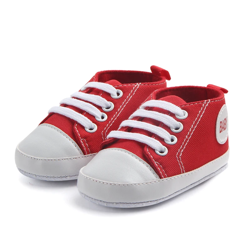 EWODOS Baby Boys Girls Canvas Shoes Red Fashion Cute Casual Soft Tie-Up High Top Sneakers Non-Slip Infant White First Walkers