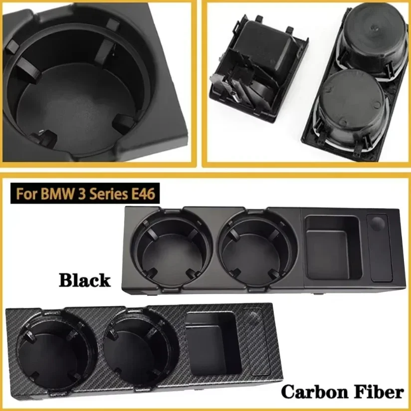 VIKEFON Car Black/Carbon Fiber Center Console Water Cup Holder Beverage Bottle Holder Coin Tray For Bmw 3 Series E46 323i 318I image 6