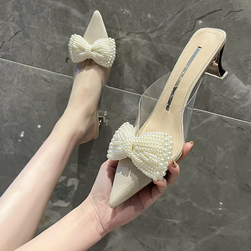 

Summer New Pointed Fashion One Line Buckle Style Shallow Mouth Sandals Women's Comfortable Banquet Shoes Women