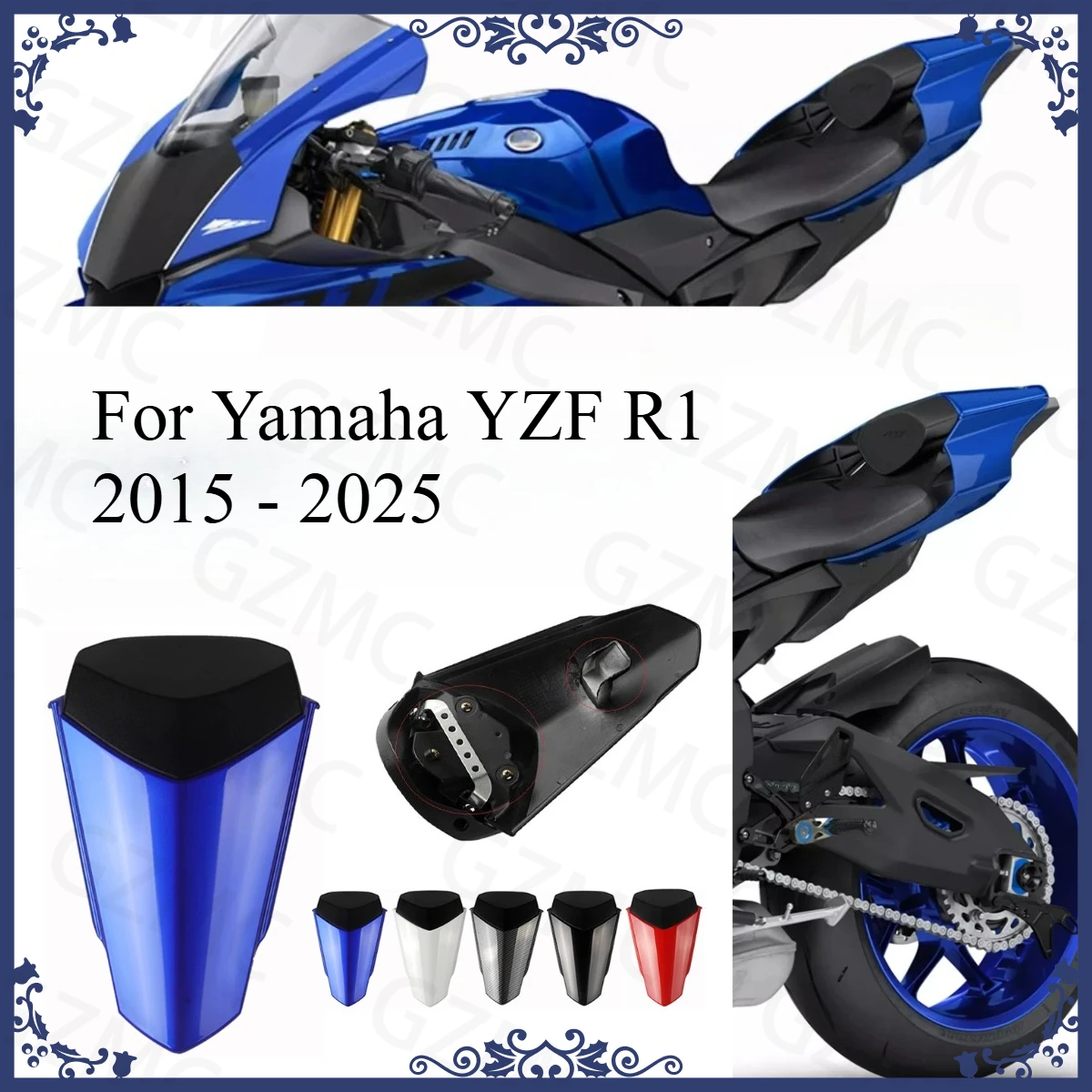 Motorcycle YZFR1 2024 Rear Seat Tail Cover Accessories For Yamaha YZF R1 2015 - 2025 Rear Passenger Solo Seat Cover Fairing Cowl