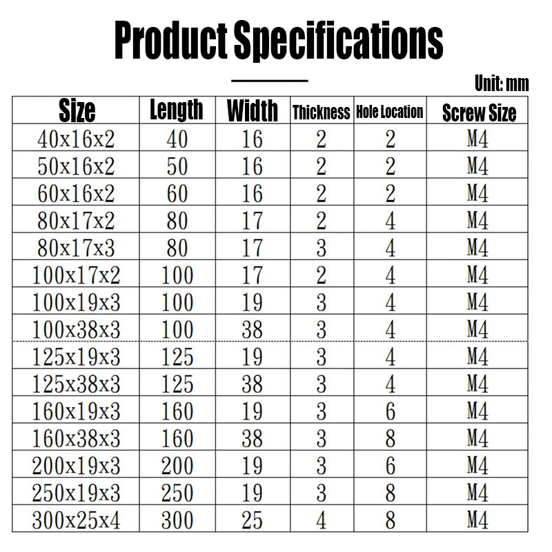 Stainless Steel Corner Bracket, Straight Flat Bracket, One Word Código, Código Móveis, Espessamento Protector, 2 Pcs