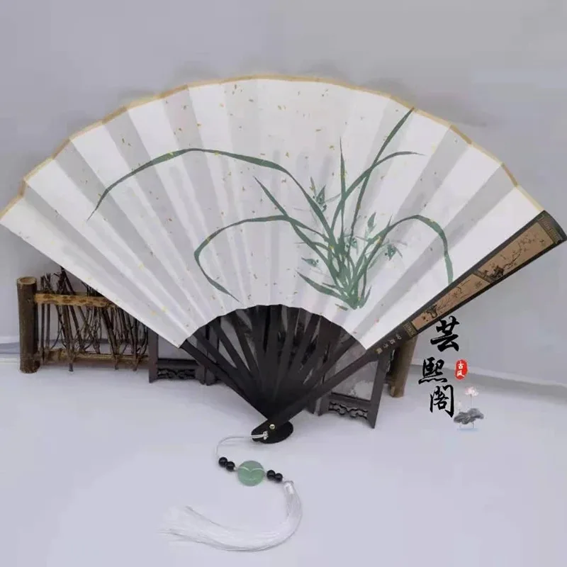 Anime Grandmaster of Demonic Cultivation Nie Huaisang Folding Handheld Antiquity Cool Dance Hand Fan Cosplay Costume Party Props