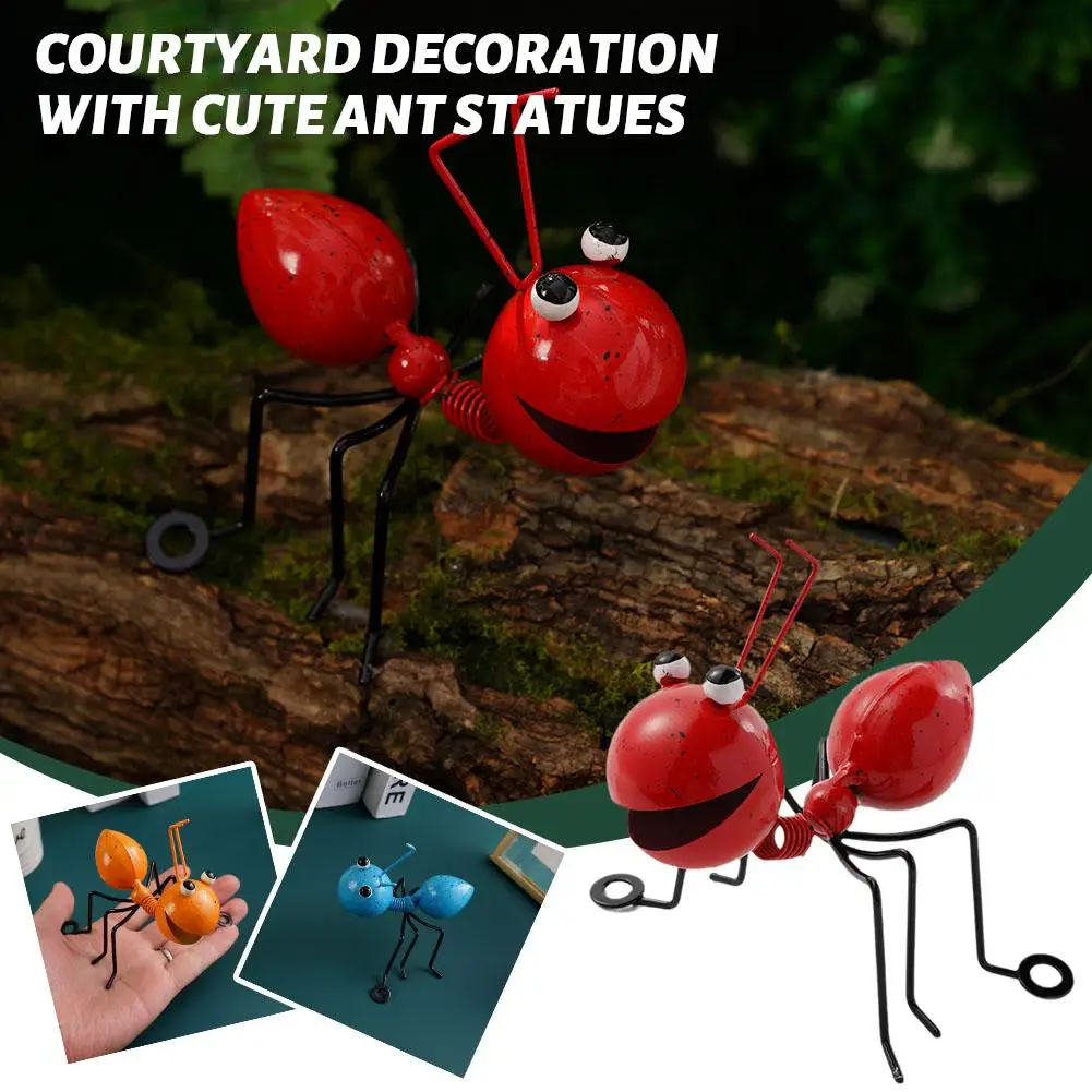 4/2pcs Iron Art Ant Statue Garden Decor Ant For Outdoor Yard Lawn Decoration Figure Stand Ant Sculpture Home Desktop Decor