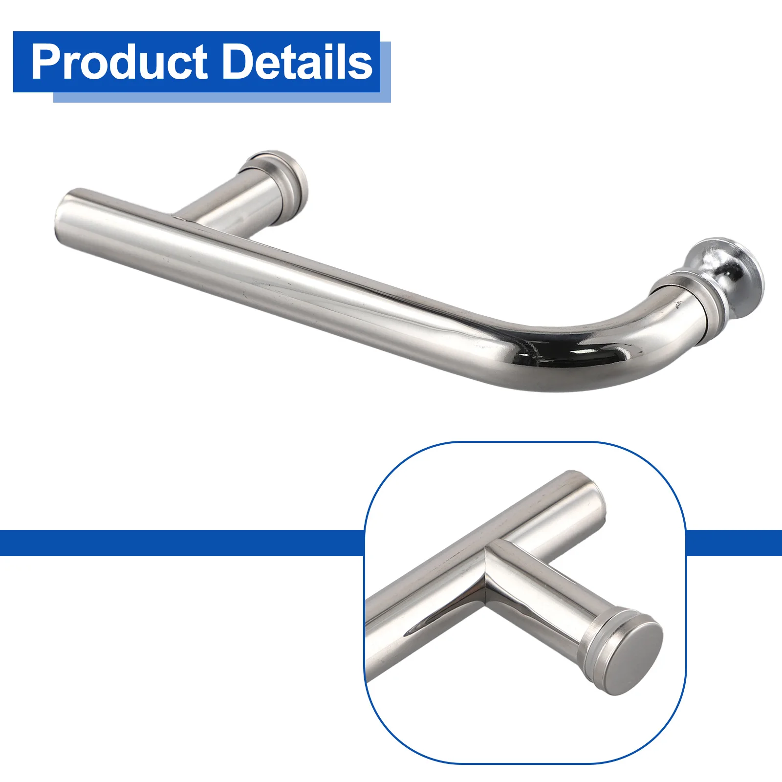 Door Hardware Accessory Bathroom Glass Door Handle Long-lasting Rust Resistant Stainless Steel Brushed Finish Bathroom