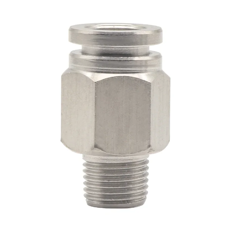 Pneumatic connector 304 stainless steel quick connection trachea quick plug connector PC8-02 thread straight through 304