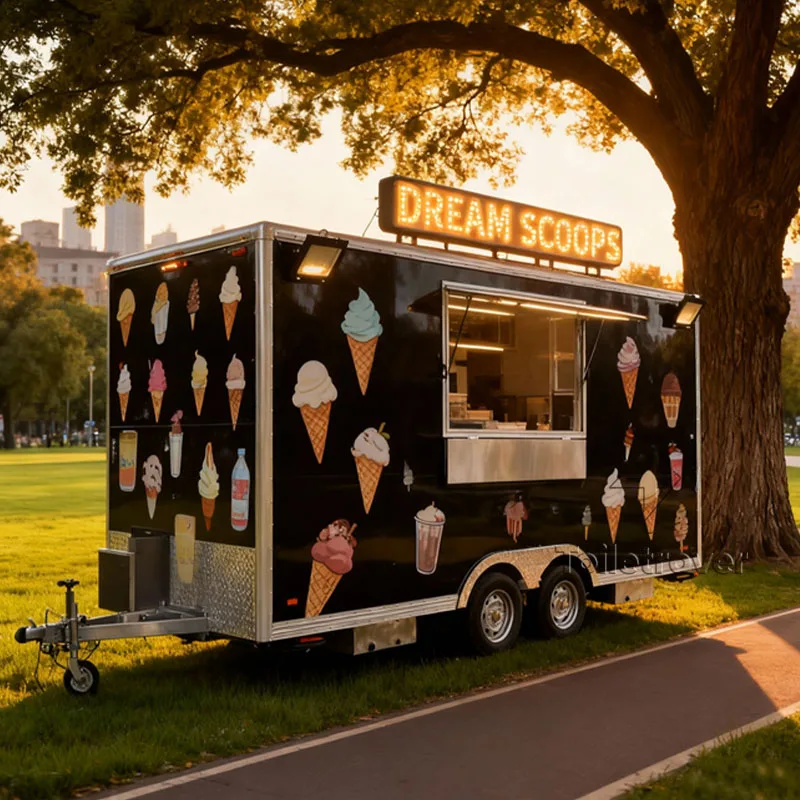 

Enclosed Overseas Fancy Boba Tea Doner Kebab Coffee Hot Dog Pizza Ice Cream Food Trucks For Sale In China