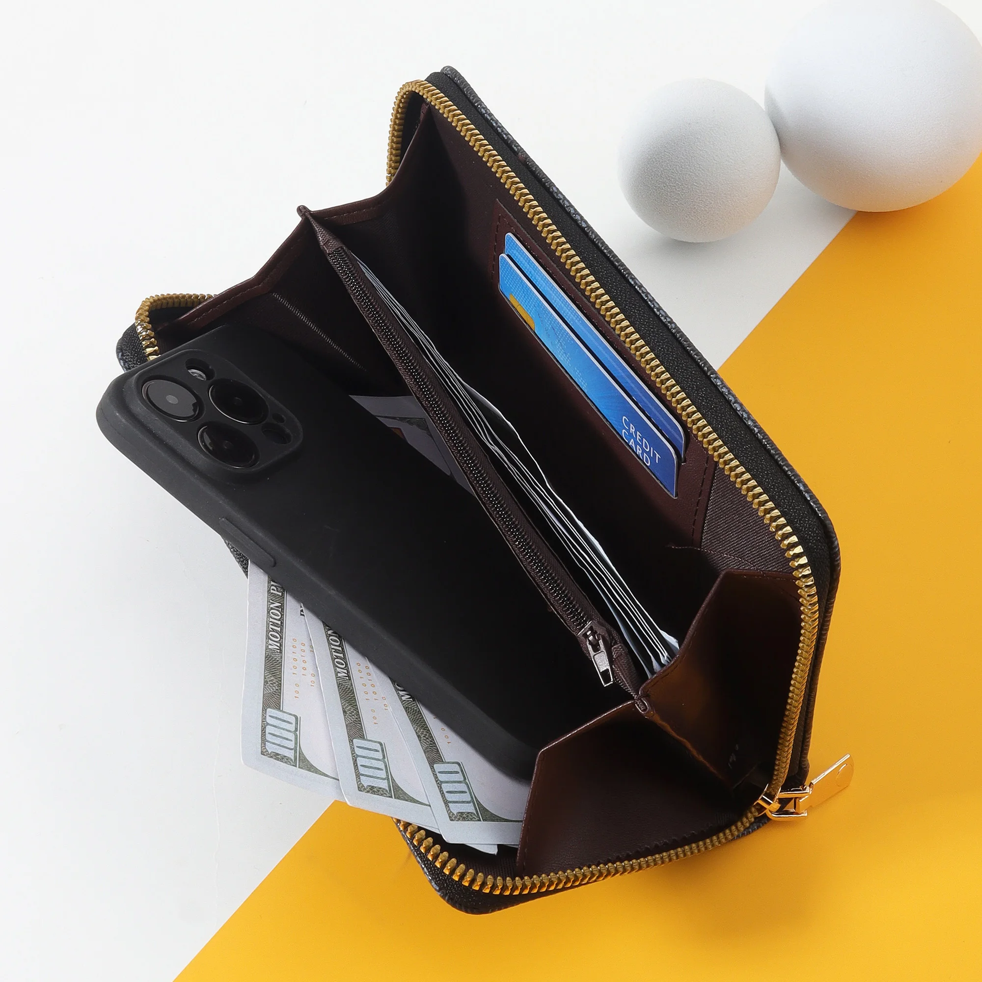 Fashionable retro wallet, women's long wallet, can hold mobile phone multifunctional storage bag, long card bag, women's handbag